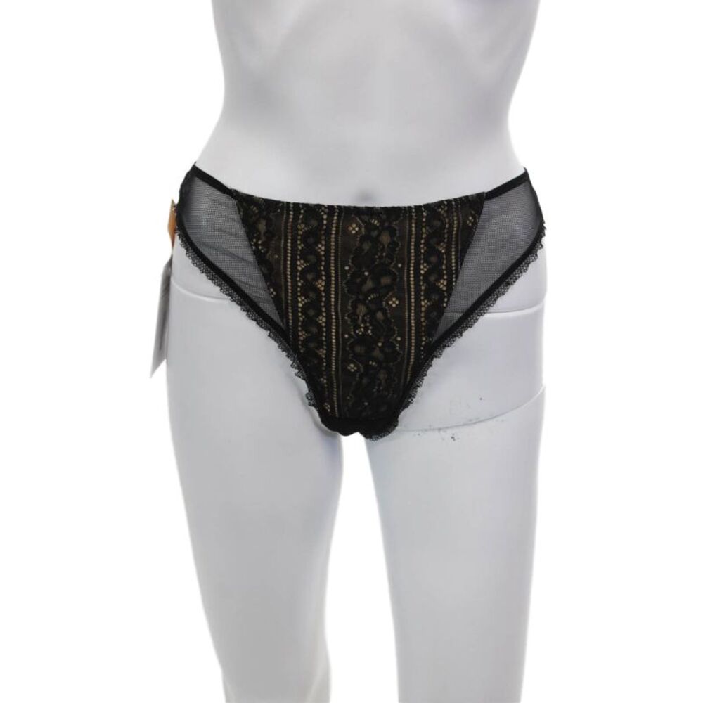 Eprise de Lise Charmel Womens Sheer Lace Up Thong Underwear Black Size 10